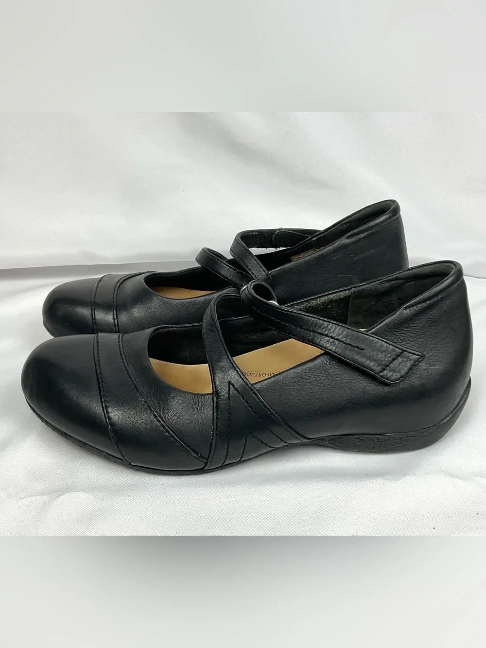 Ziera Xray Black Leather Mary Jane Shoes Comfort Flats Shoes Sz 40